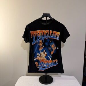 2Pac Thug Life Graphic T-Shirt Black XS Tupac Shakur Rap Tee